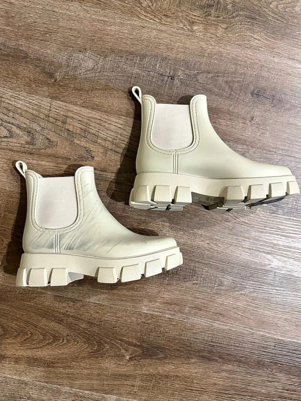 Jeffrey Campbell Cloudy Waterproof Chelsea Rain Boot Boots in Cream